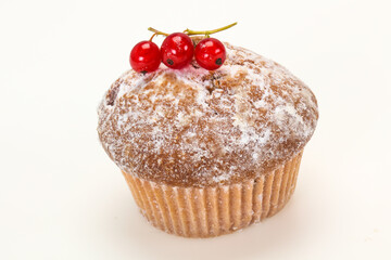 Sweet tasty muffin with red currants