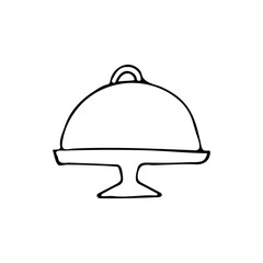 Doodle catering tray icon in vector. Hand drawn catering tray icon in vector. Doodle cloche icon in vector