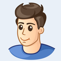 Happy young man avatar colorful icon. Male face vector illustration