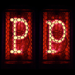 Nixie tube indicator set of letters the whole alphabet. The letter P .