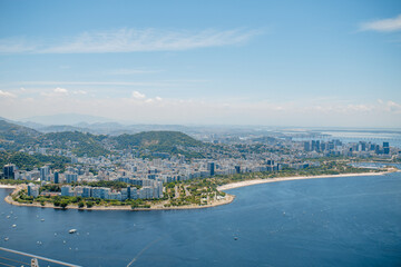 Obraz premium a beautiful view from Sugar loaf mountain on Rio de Janeiro. Corcovado mountain, Flamingo beach