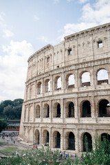 Fototapeta premium view of the coliseum from a nearby hill in Rome.