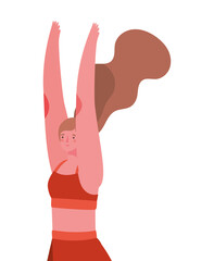 Obraz premium Woman with sportswear doing yoga design, Stay at home gym sport and bodybuilding theme Vector illustration