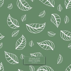 seamless pattern of green leaf. Background design vector illustration.
