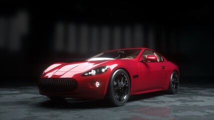 luxury red sport car . realistic 3d rendering.