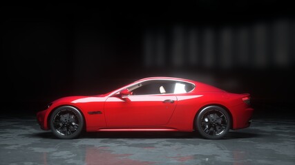 Fototapeta na wymiar luxury red sport car . realistic 3d rendering.