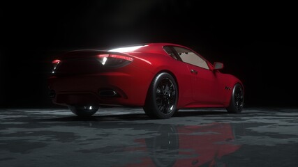 Fototapeta premium luxury red sport car . realistic 3d rendering.
