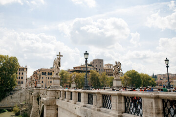 One of the most beautiful bridges in Rome.  Near the Vatican