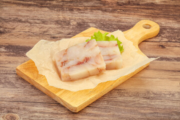 Raw pollock fish fillet for cooking