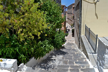 Fototapeta na wymiar Going down stairs in historic old town of Nafplio, Greece.