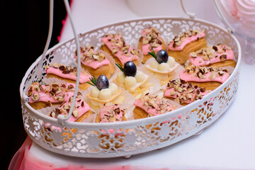 Delicious sweets on candy bar.  