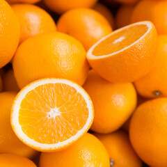 Closeup of oranges at a local market