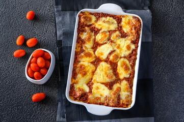 Dish of lasagne