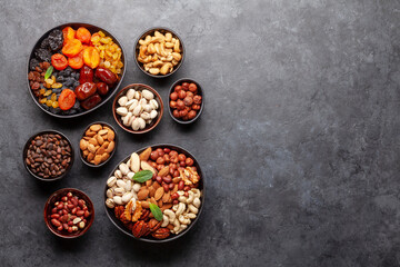 Various dried fruits and nuts