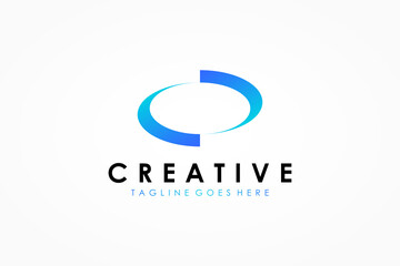 Abstract Initial Letter O Logo. Blue Gradient Circular Waves Style. Usable for Business and Technology Logos. Flat Vector Logo Design Template Element.