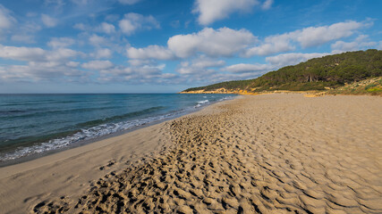 binigaus beach, abandoned paradise beaches in Menorca, a Spanish Mediterranean island, after the covid 19 coronavirus crisis