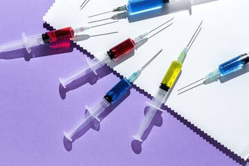 Covid-19- Vaccine vial dose against coronavirus needle syringe, medical concept vaccination