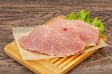 Raw pork steak for cooking