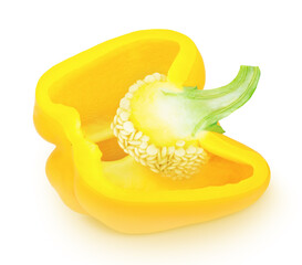 Half of yellow Bell pepper isolated on a white background.