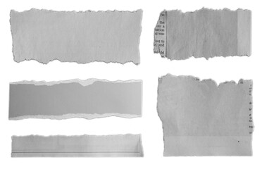 Torn pieces of paper isolated on white background