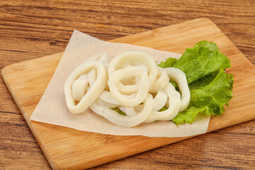 Raw squid rings for cooking