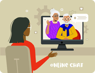 Video call with parents. Family chat online