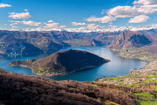 Montisola, Iseo lake view from Colmi of Sulzano, Brescia province