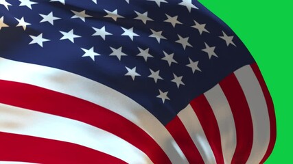 usa flag ribbon transitions loop green screen 4k