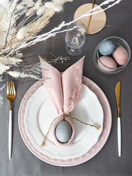 Setting Happy Christian Easter table