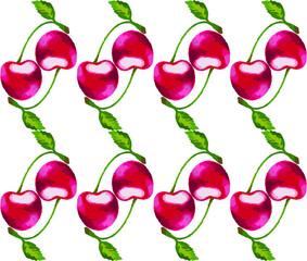 seamless white background with cherry pattern