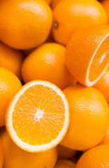 Closeup of oranges at a local market