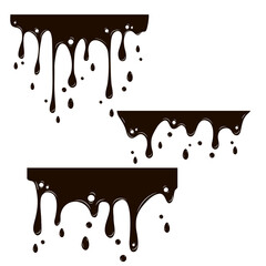Set of drips of black paint on a white background. Vector illustration