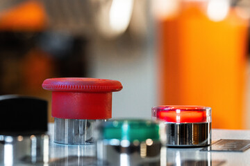 Close up of control panel in industrial production factory