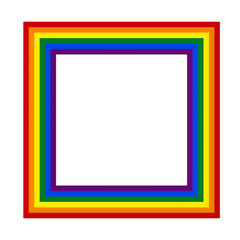 Flag LGBT icon, squared frame. Template design, vector illustration. Love wins. LGBT logo symbol in rainbow colors. Gay pride collection.