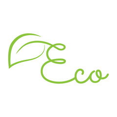 typography: word eco, and leaf illustration