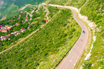 Landscape of Armenia, aerial view from the cabin of the cableway to Tatev