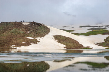 Beautiful Alpine Lake Kari in the mountains of Armenia in summer