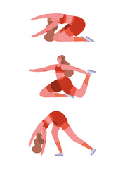 Women with sportswear doing yoga design, Stay at home gym sport and bodybuilding theme Vector illustration