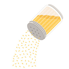 Bottle cheese vector. symbol. free space for text. copy space. cheese powder drop.