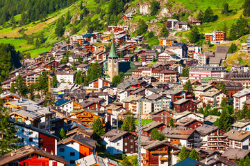 Fototapeta premium Traditional houses in Zermatt, Switzerland