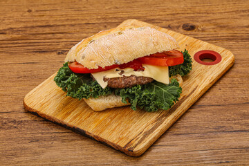 Italian ciabatta bread with burger