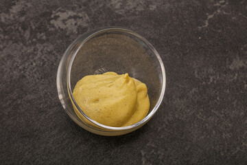 Dijon mustard sauce in the bowl