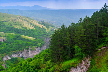 Fototapeta na wymiar Landscape from a height on the landscapes of Armenia, shooting in the cave city of Khndzoresk