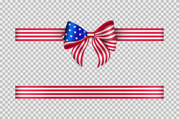 Bow and ribbon with american flag colors