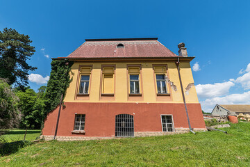 Kulpin, Serbia - June 02, 2020: Dundjerski Castle (Kastel Castle) in Kulpin. It was built at the beginning of the 19th century and according to some data, the construction was completed in 1826.