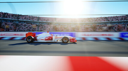 Race car. Very fast driving. 3d rendering.