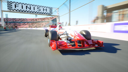 Race car. Very fast driving. 3d rendering.