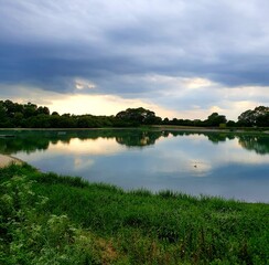 sunset over the river