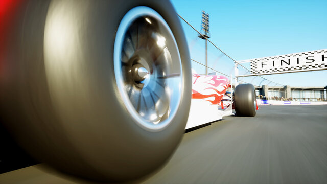 Race car. Very fast driving. 3d rendering. © 3D motion