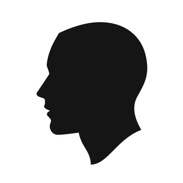 Human head silhouette. Hand drawn line art profile drawing. Simple cartoon illustration isolated on white background.  Vector icon. Eps 10.